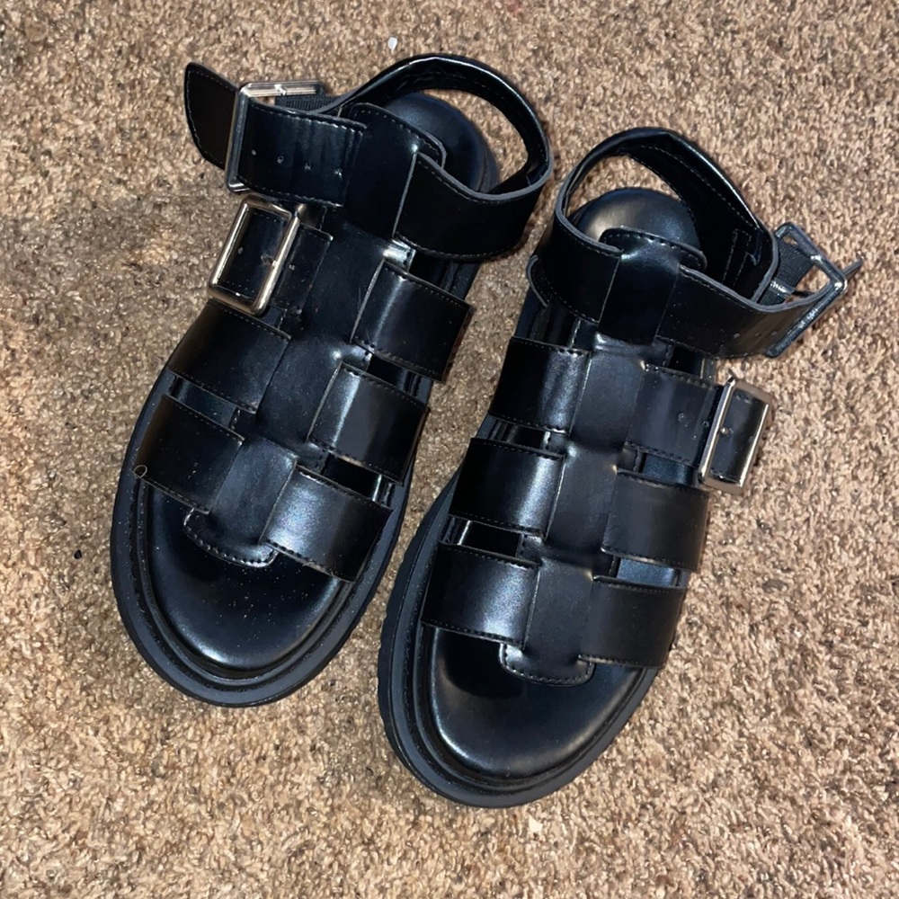 Chunky black sandals